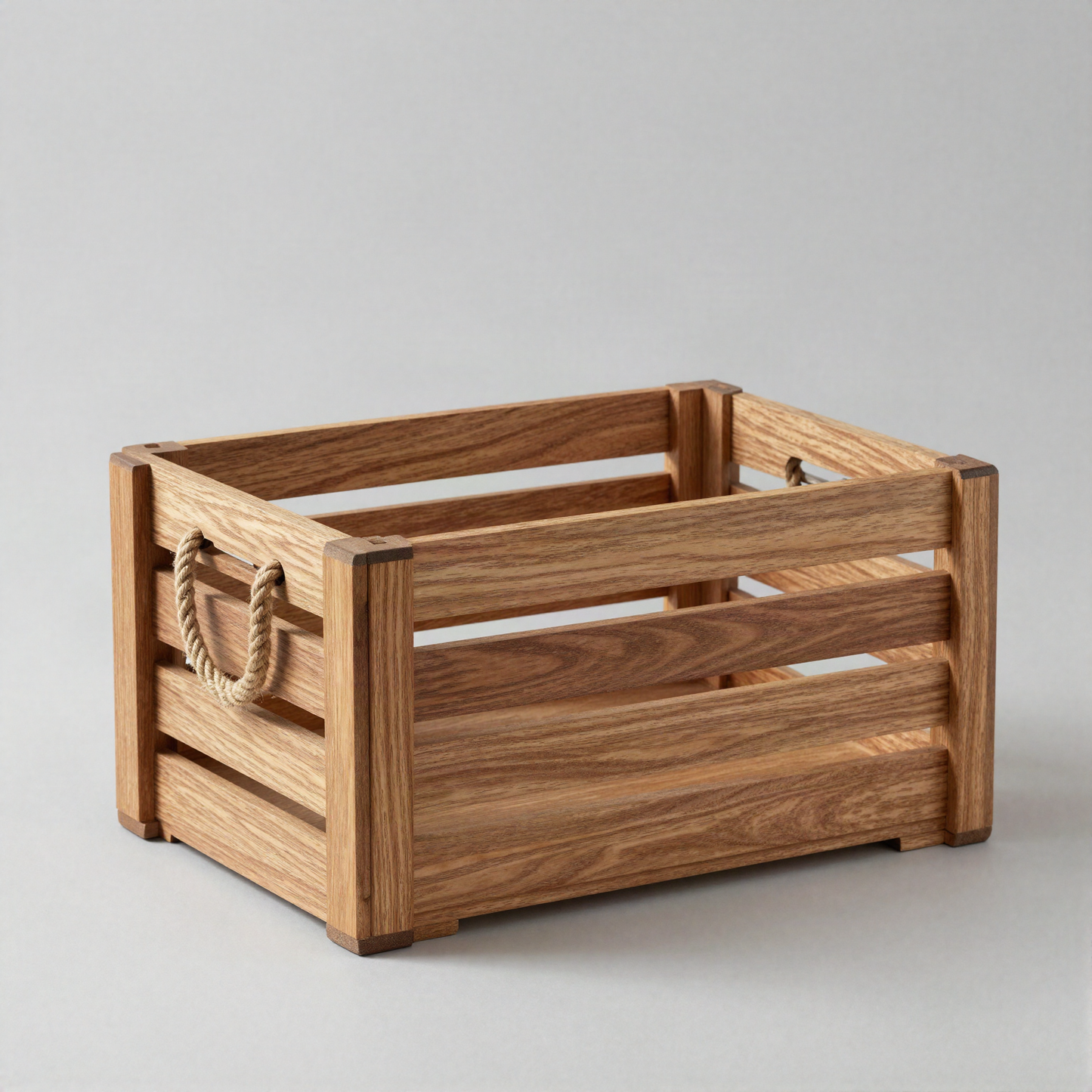 Wooden Crate with Rope Handles