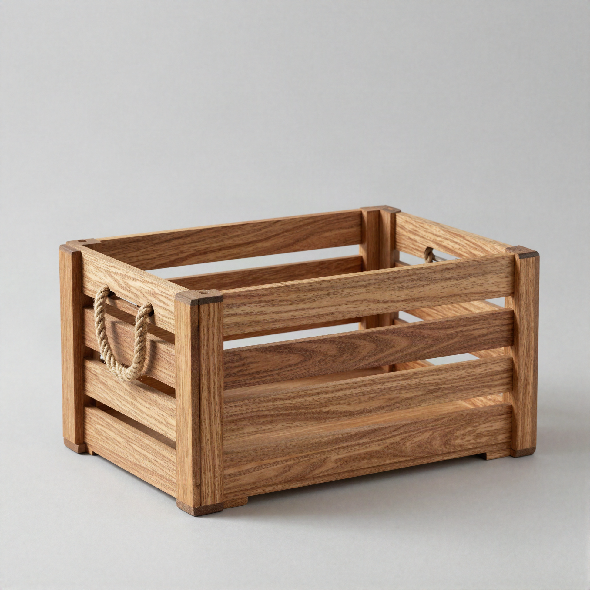 Wooden Crate with Rope Handles
