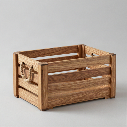 Wooden Crate with Rope Handles